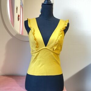 Zara Yellow Ruffled Crop Top